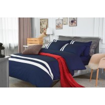RueHong(寢具)MIT台灣製經典素色系列床包+被套-極簡風尚(深邃藍)
